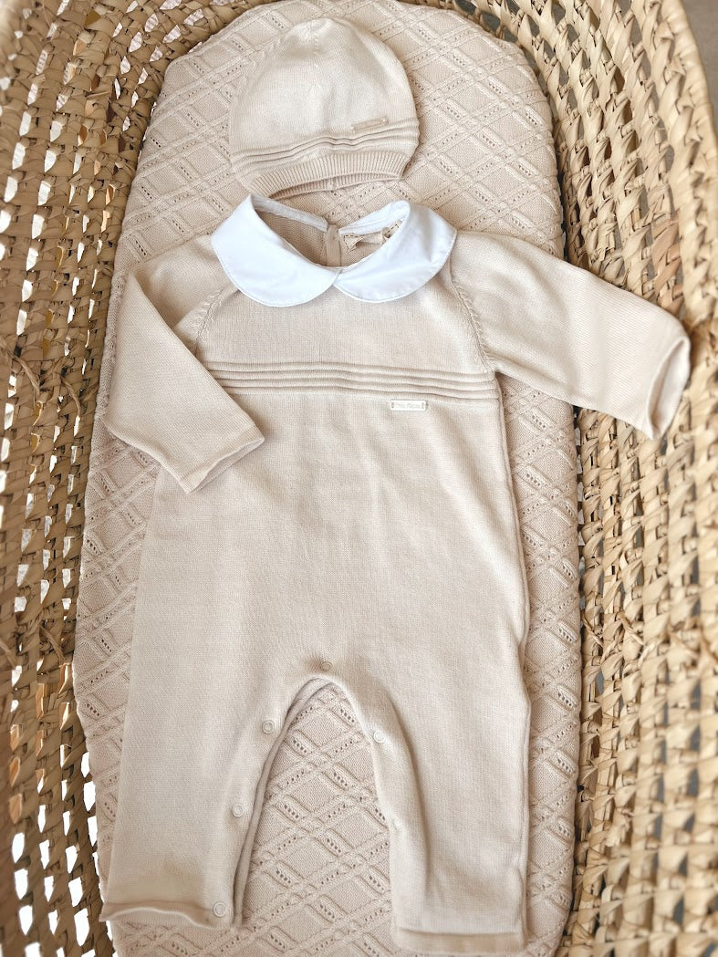 Boxpakje met kraag en beanie beige – Velvetbaby