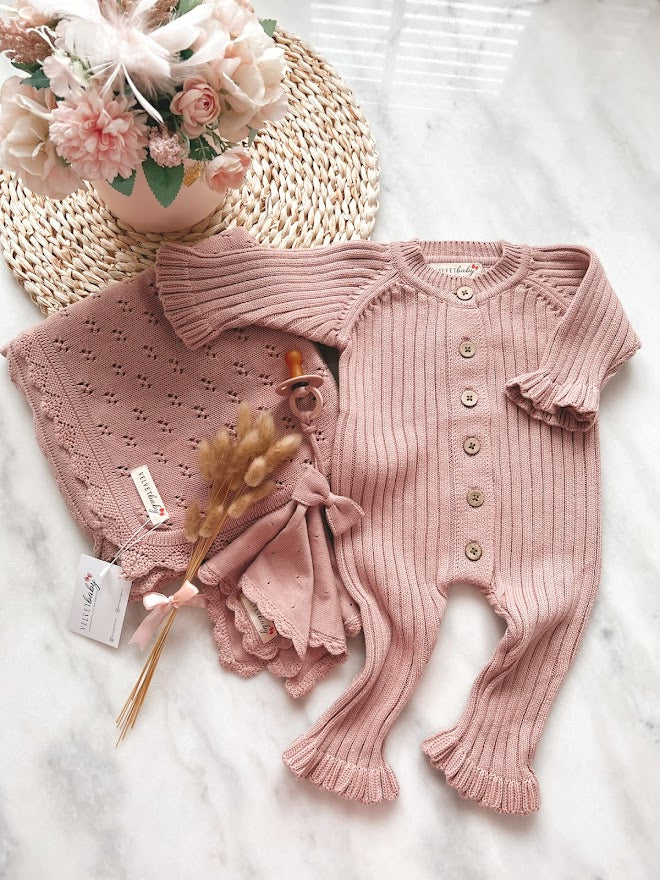 Boxpakje rib met ruffle roze – Velvetbaby
