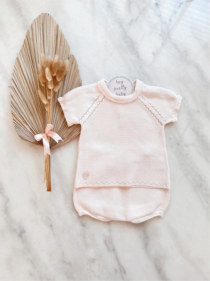 Gebreid babypakje zomer roze – Velvetbaby