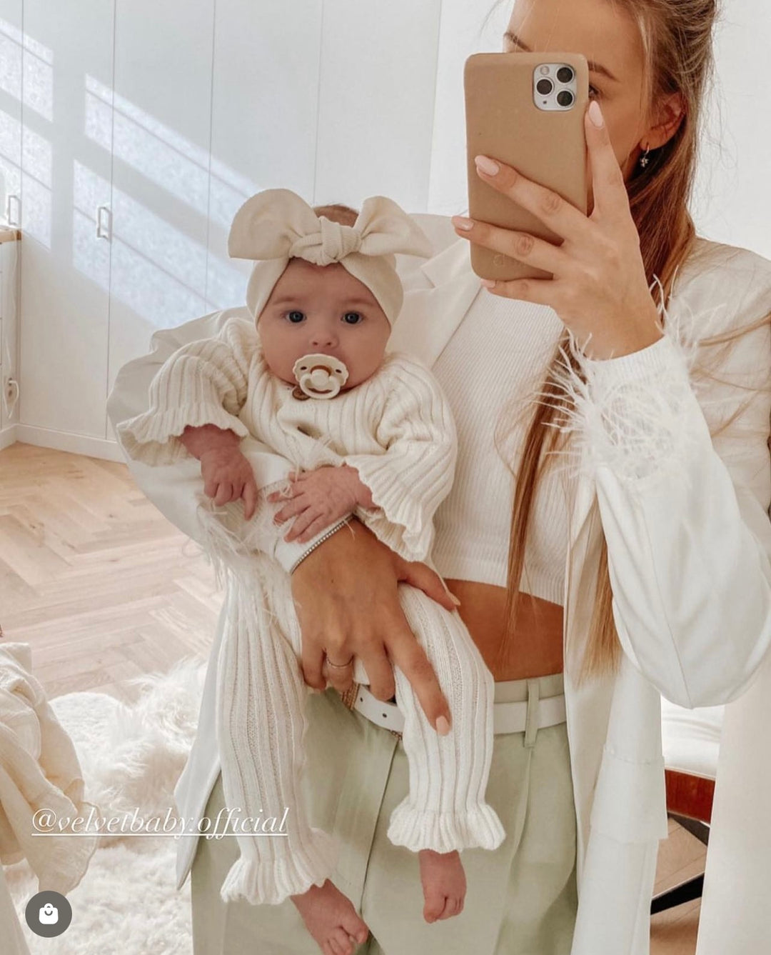 Boxpakje rib met ruffle gebroken wit – Velvetbaby