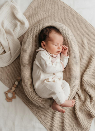 geboortepakje meisje blushy bow gebreid
