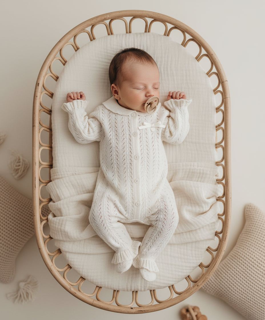 petit heirloom knit beige blossom geboortepakje