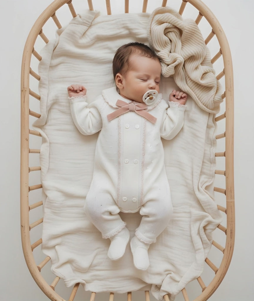 blushy bow geboortepakje meisje gebreid
