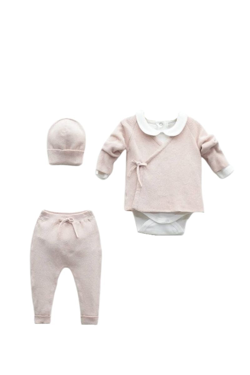 gebreid newborn babykleding roze